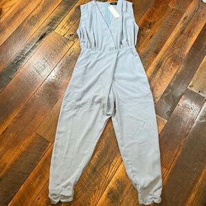 Vici Skyler Pocketed Drape Jumpsuit Blue Size Medium NWT